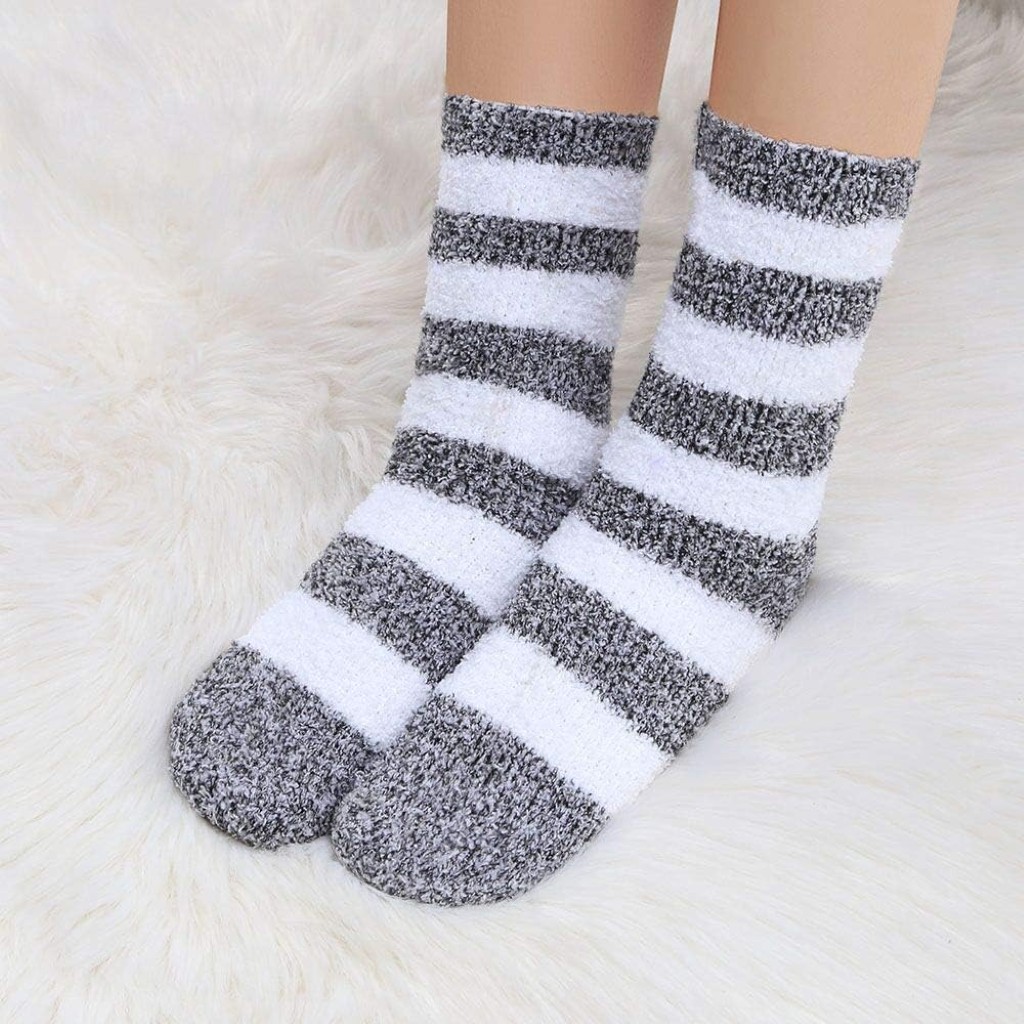 Colorful Warm Fuzzy Crew Slipper Socks