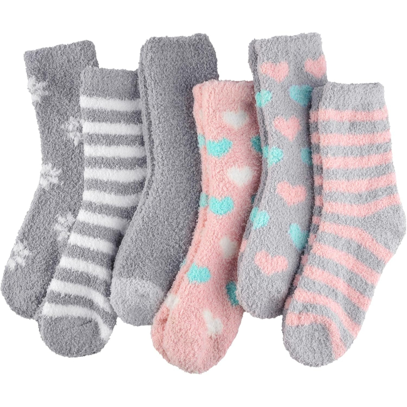 Colorful Warm Fuzzy Crew Slipper Socks