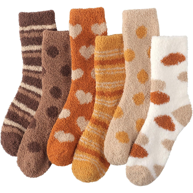 Colorful Warm Fuzzy Crew Slipper Socks