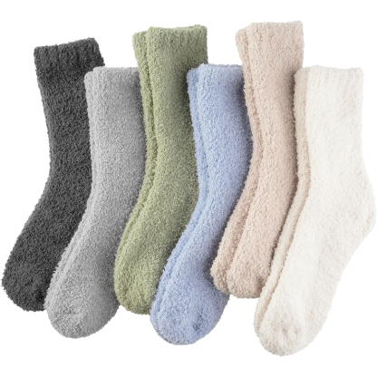 Colorful Warm Fuzzy Crew Slipper Socks