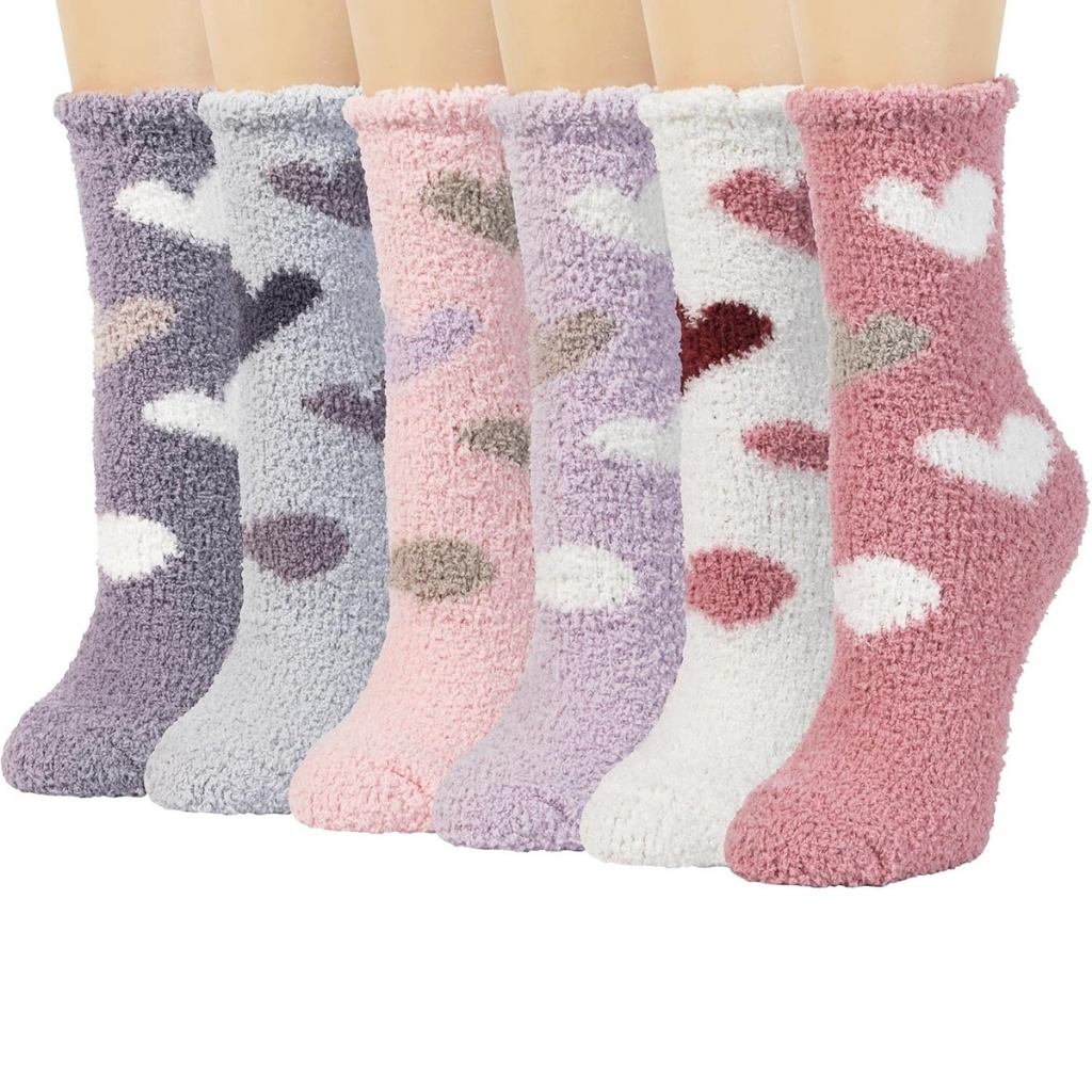 Colorful Warm Fuzzy Crew Slipper Socks