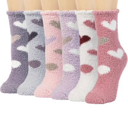 Colorful Warm Fuzzy Crew Slipper Socks