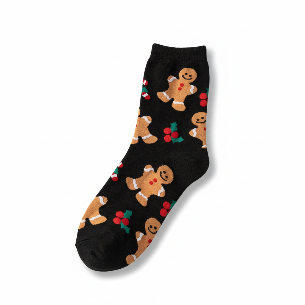Christmas Gingerbread Printed Socks For Women