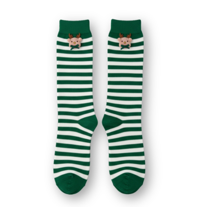 Doll Style Christmas Holiday Design Striped Socks For Women For Parties and Costumes