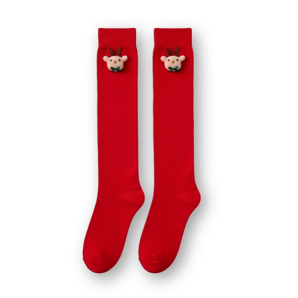 Doll Style Christmas Holiday Design Striped Socks For Women For Parties and CostumesCartoon Themed High Socks For Women - Image 2