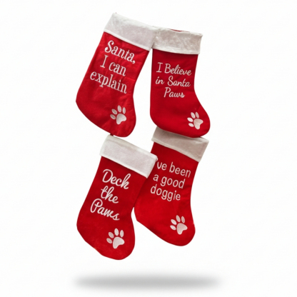 Funny Pet Christmas Stockings With Paw Print Design For Tree And Gift Decor