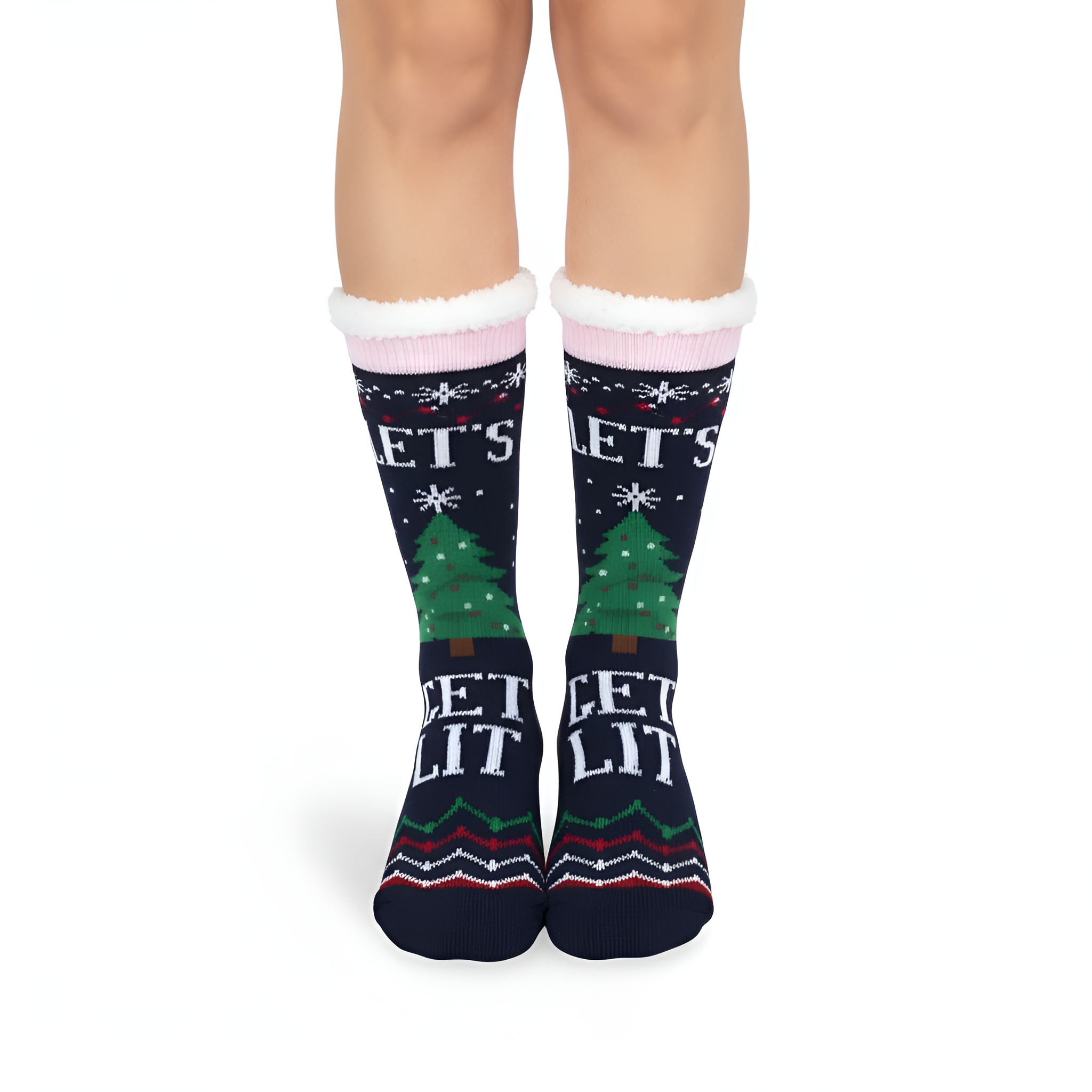 Warm And Cozy Cartoon Print Fleece Lined Socks For Women