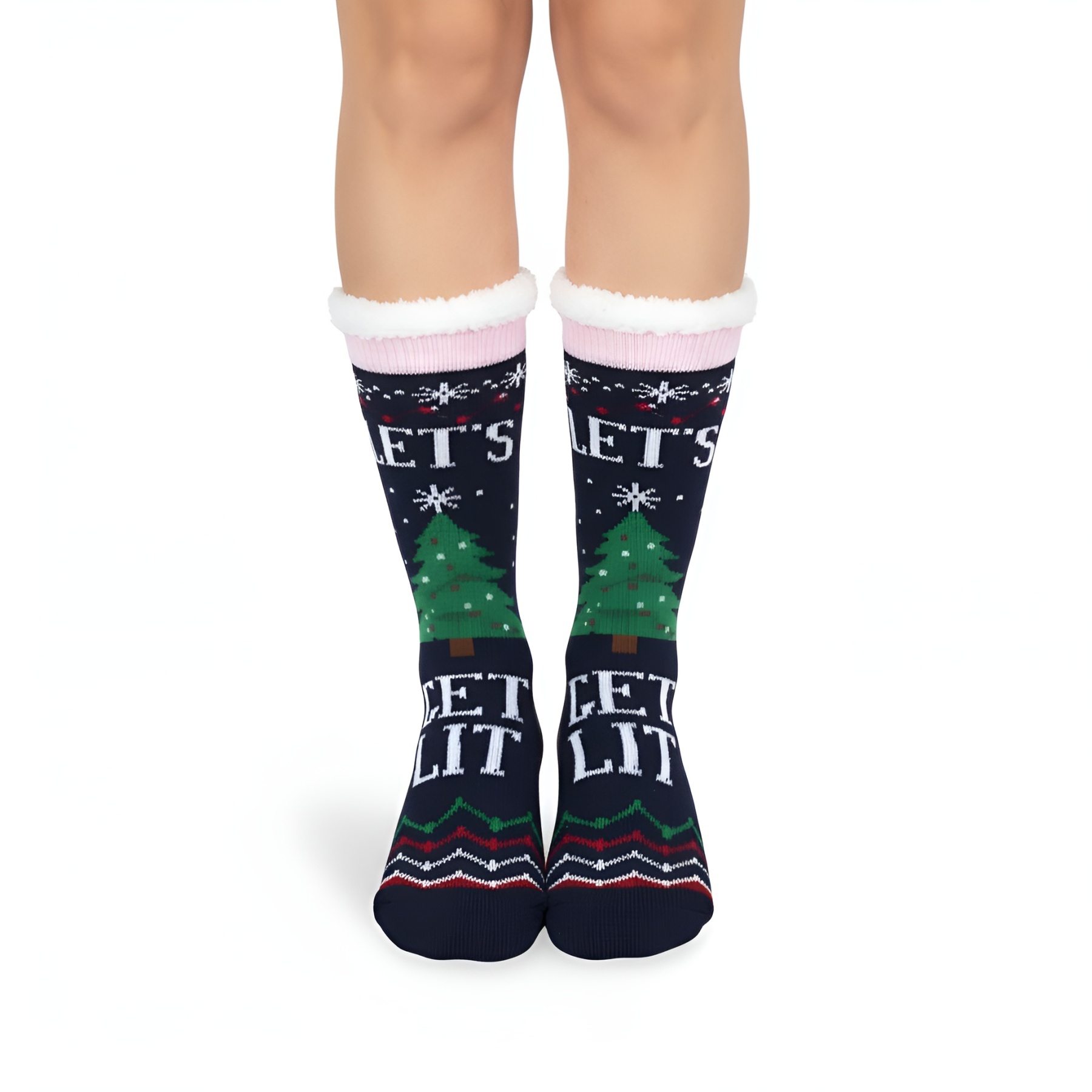 Warm And Cozy Cartoon Print Fleece Lined Socks For Women