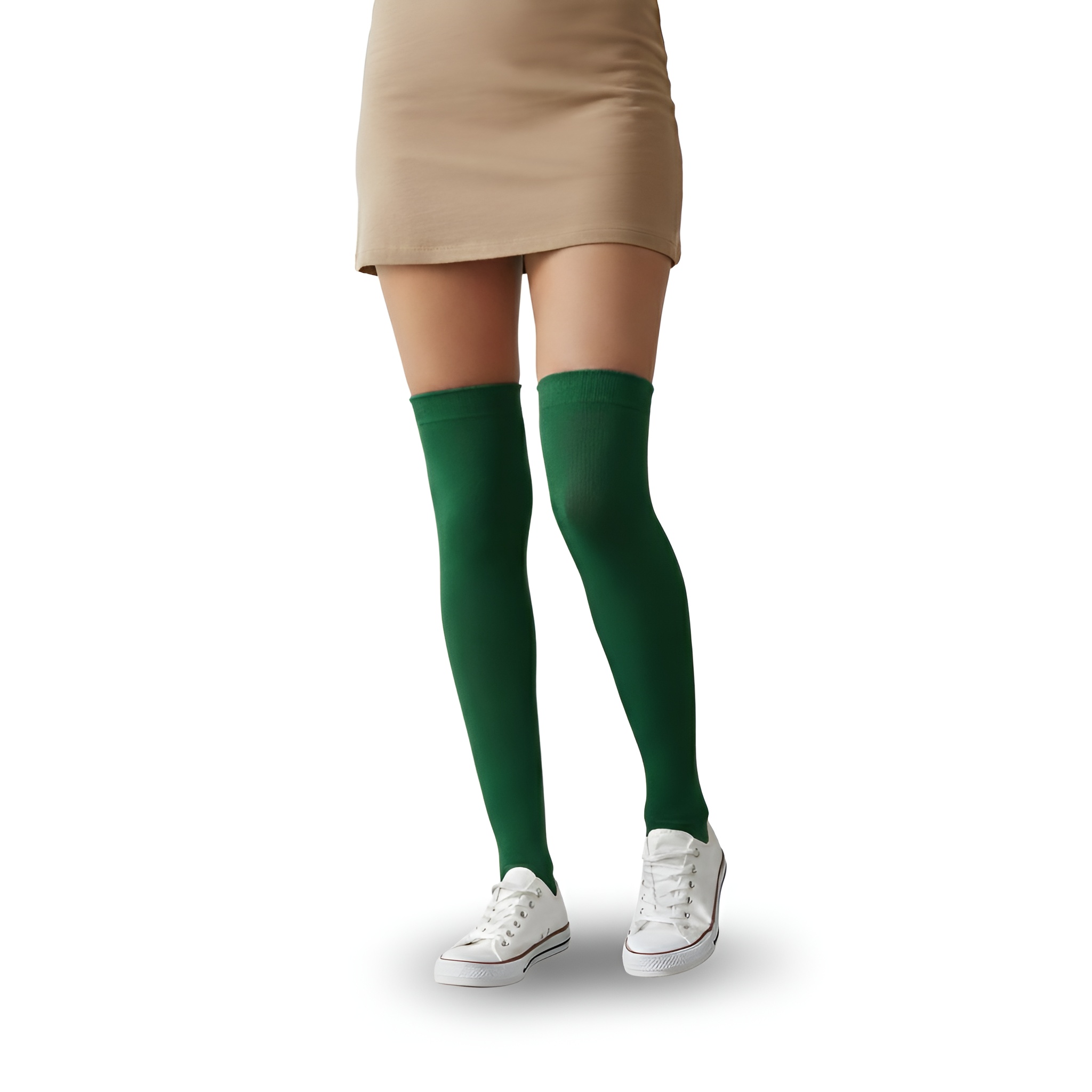 Solid Color Christmas High Socks For Women