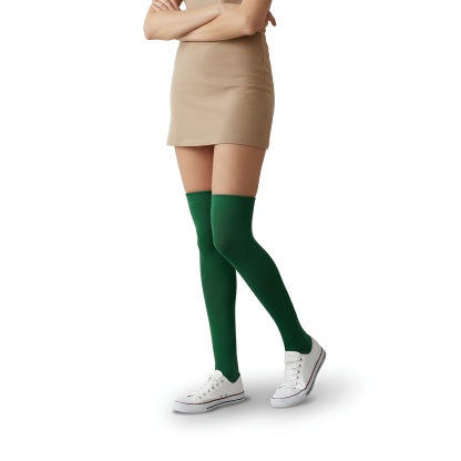 Solid Color Christmas High Socks For Women