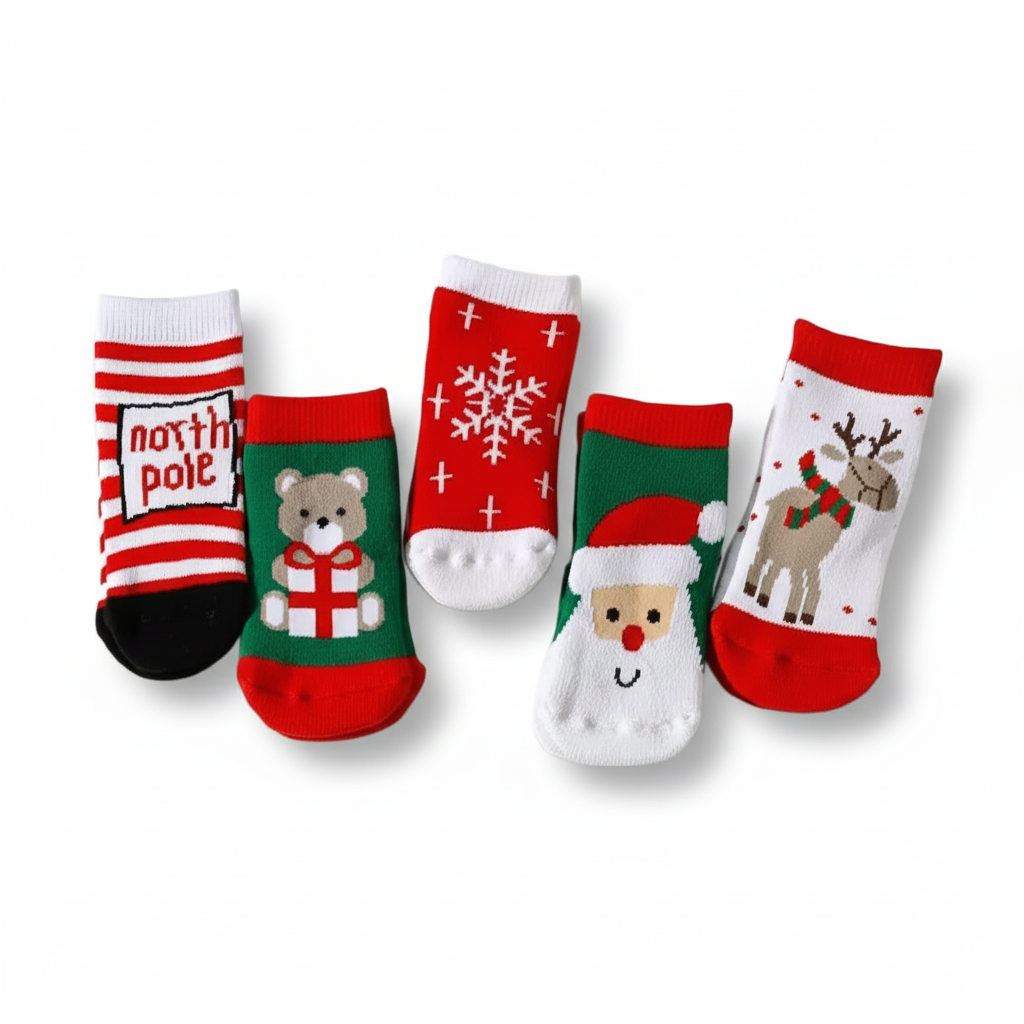 5 Pairs Of Cozy Christmas Socks Set