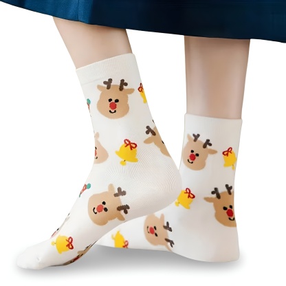 4 Pair OF Cartoon Print Christmas Socks For Women