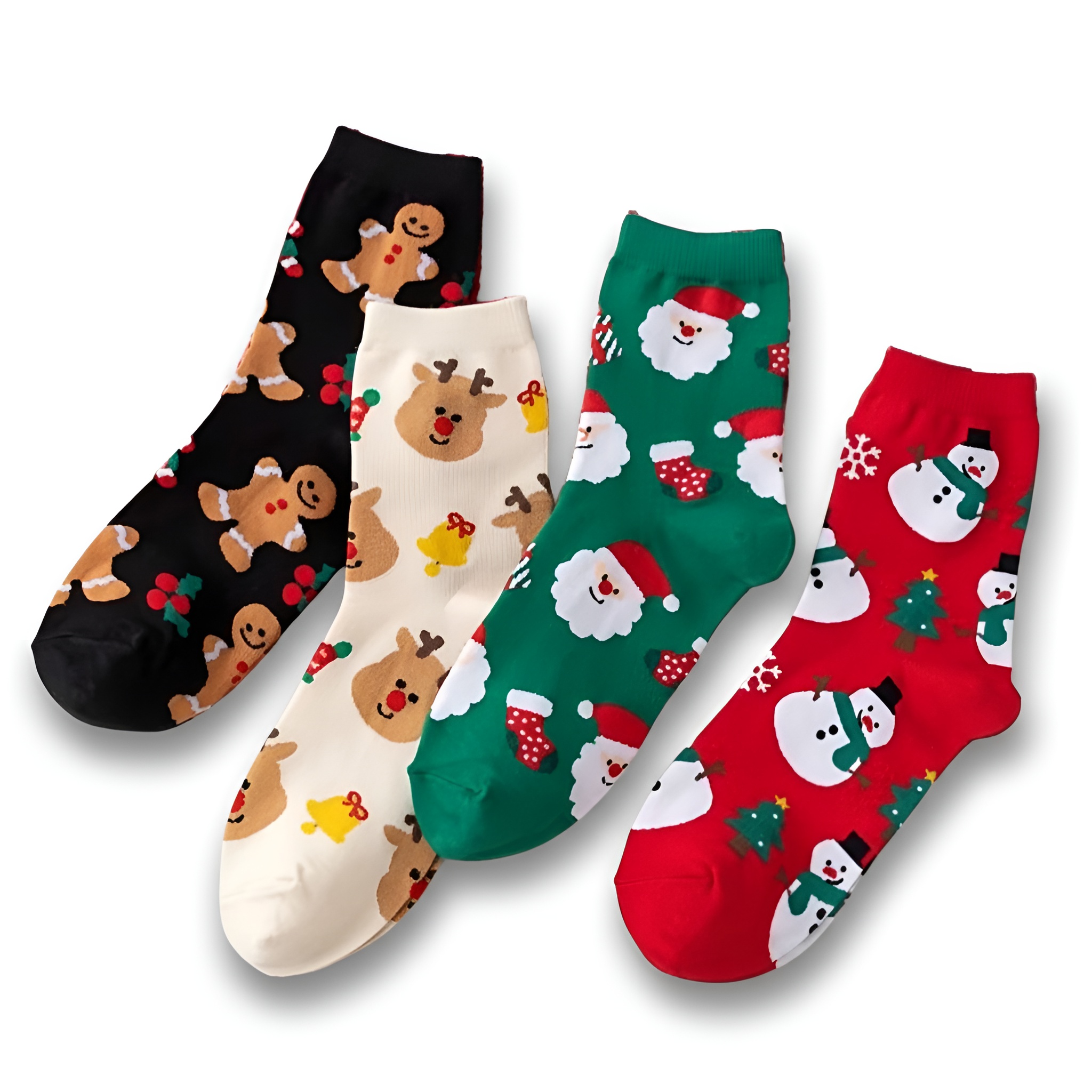 4 Pair OF Cartoon Print Christmas Socks For Women