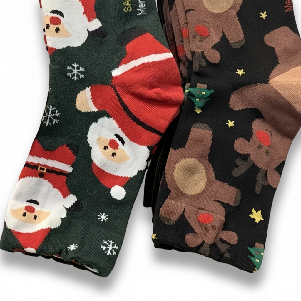 4 Pair Of Cartoon Print Christmas Socks For Women