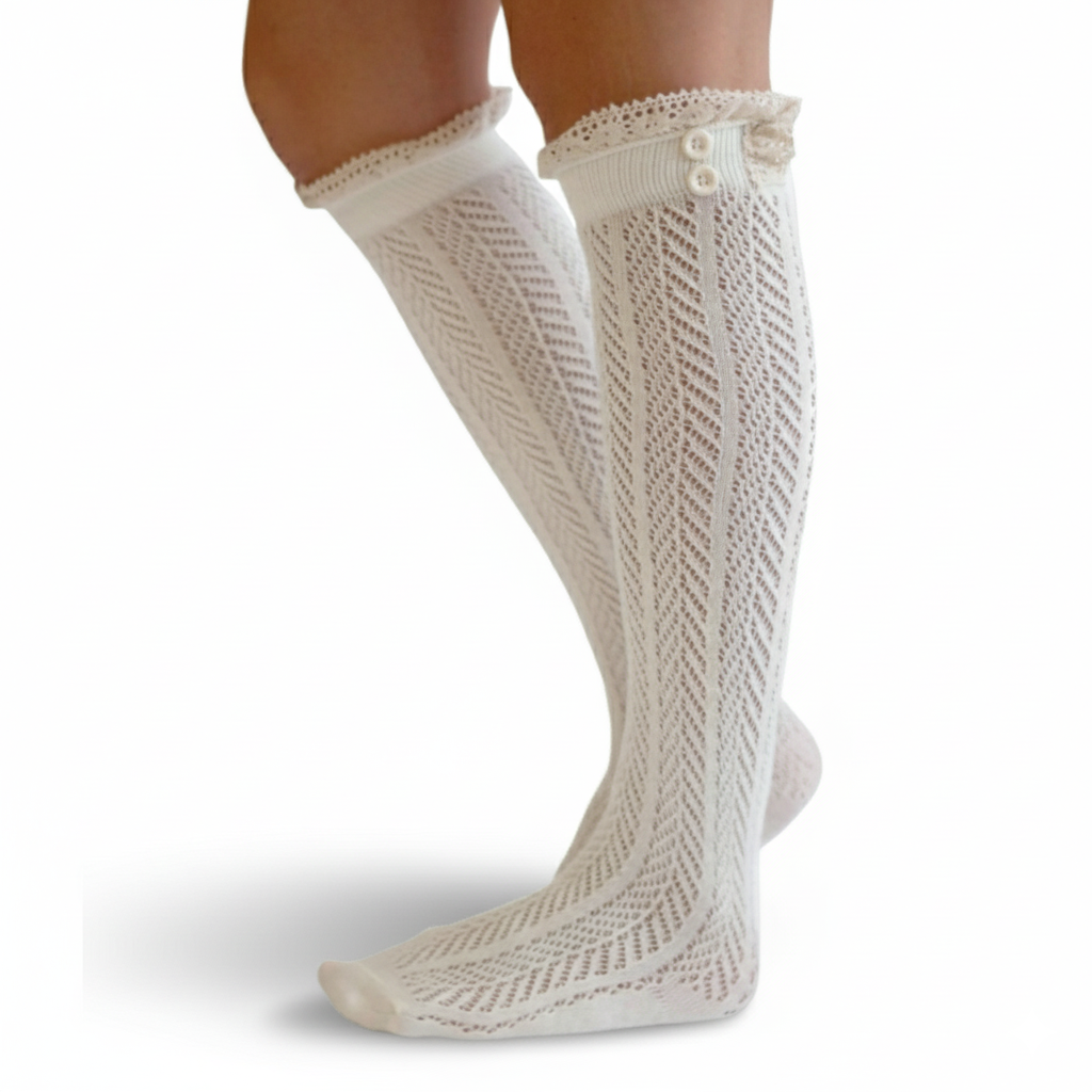 Button Boot Socks With Lace Trim Boutique SocksButton Boot Socks With Lace Trim Boutique Socks - Image 7