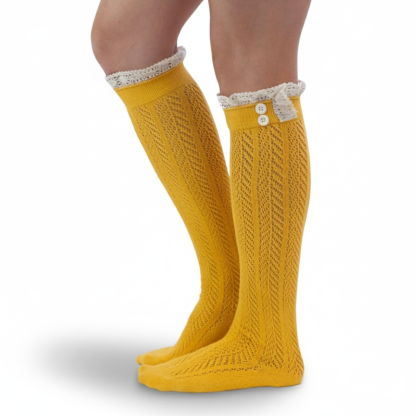 Button Boot Socks With Lace Trim Boutique Socks