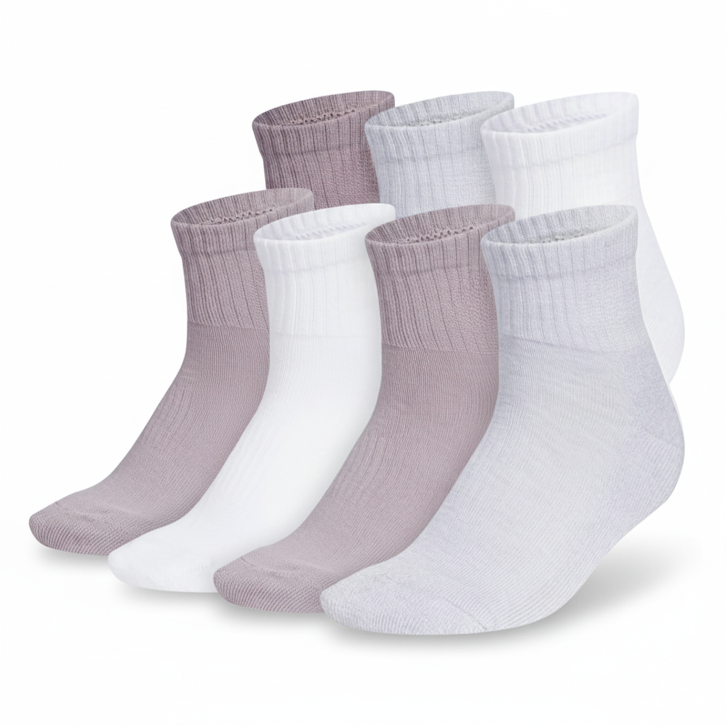 6 pair Women Athletic Cushioned Quarter Socks With Arch Compression