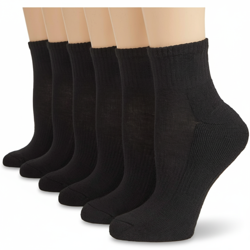 6 pair Women Athletic Cushioned Quarter Socks With Arch Compression