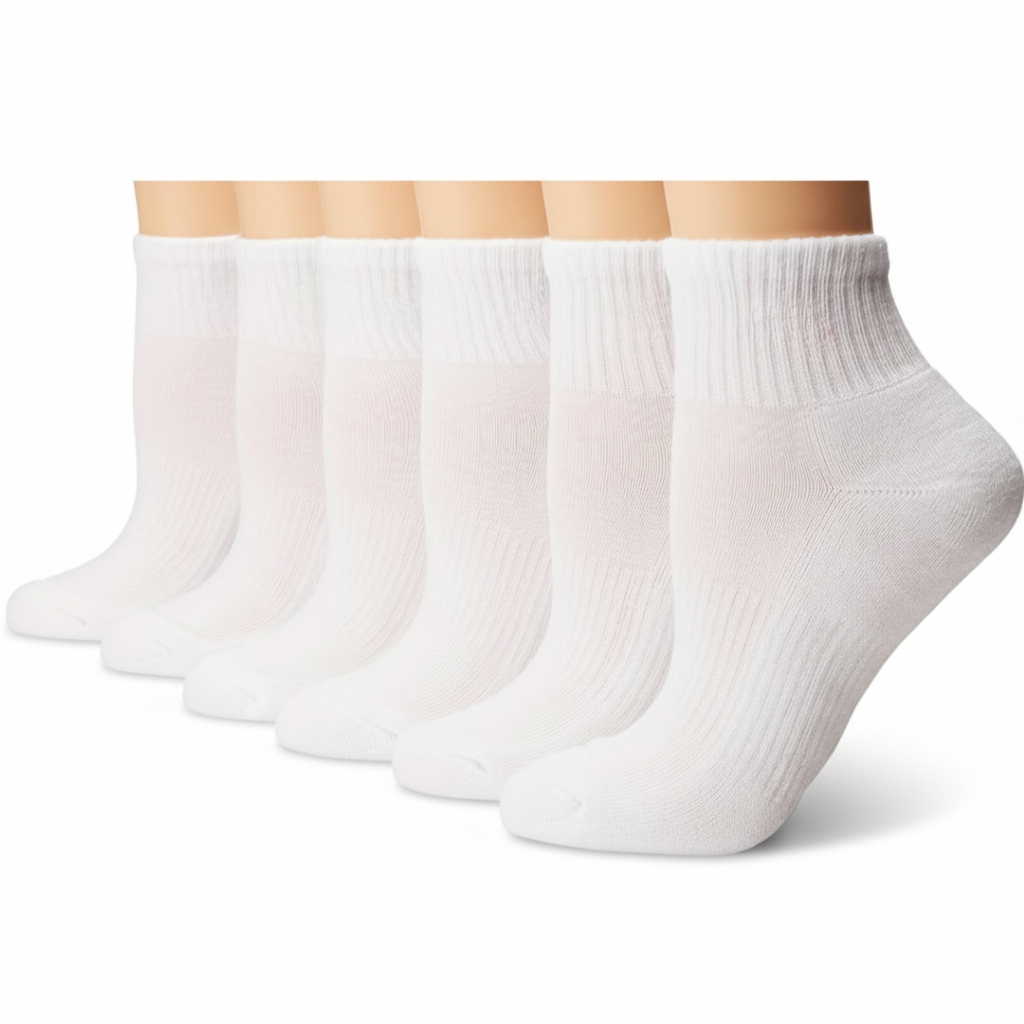6 pair Women Athletic Cushioned Quarter Socks With Arch Compression