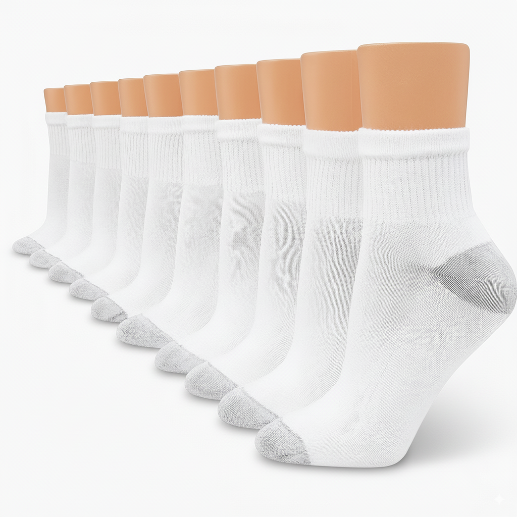 Pack Of 10 Soft Moisture Wicking Socks