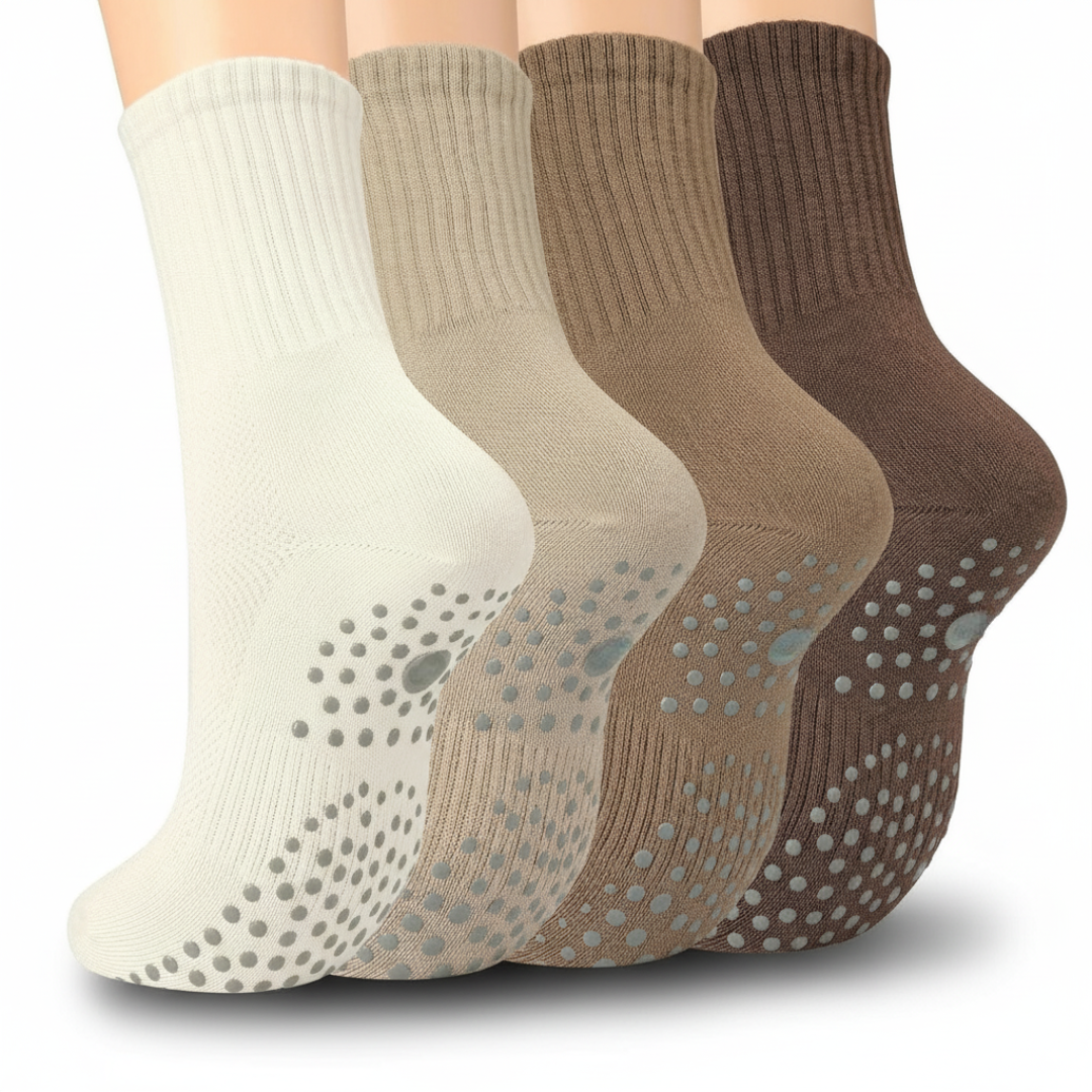 4 Pairs Non Slip Grippers Pilates Socks for Women