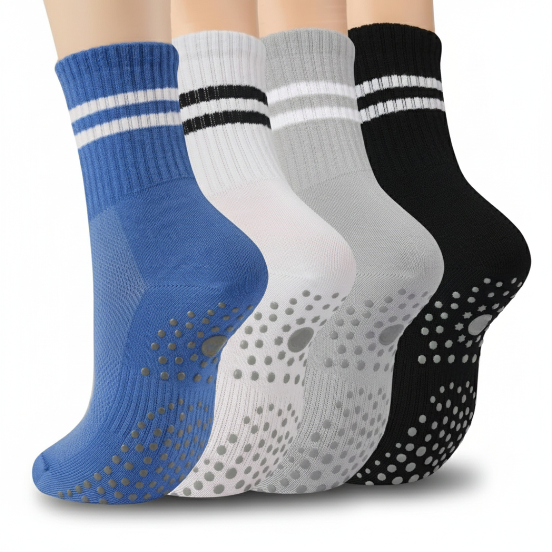 4 Pairs Non Slip Grippers Pilates Socks for Women4 Pairs Non Slip Grippers Pilates Socks For Women - Image 7