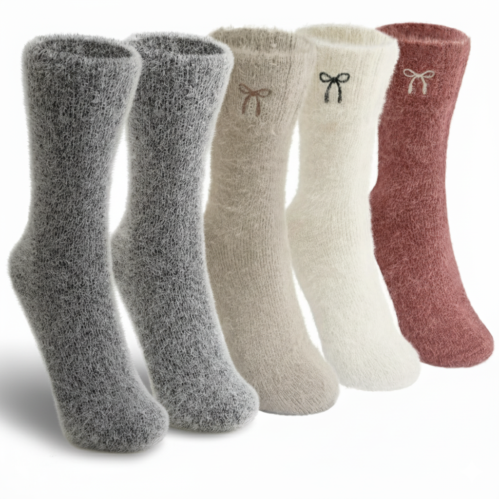 Women Fluffy Slipper and Boot Fuzzy Winter Cozy Socks