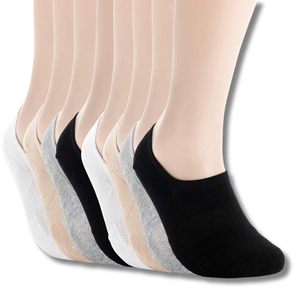 8 Pair Of No Show Socks With Wide Front Box