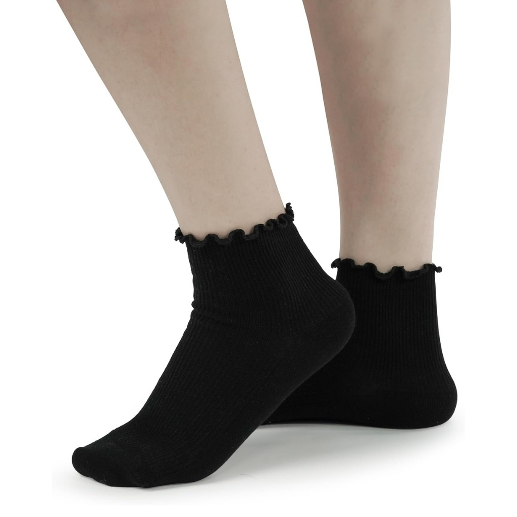 6 Pair Of Ruffle Low Cut Frilly Socks For Women