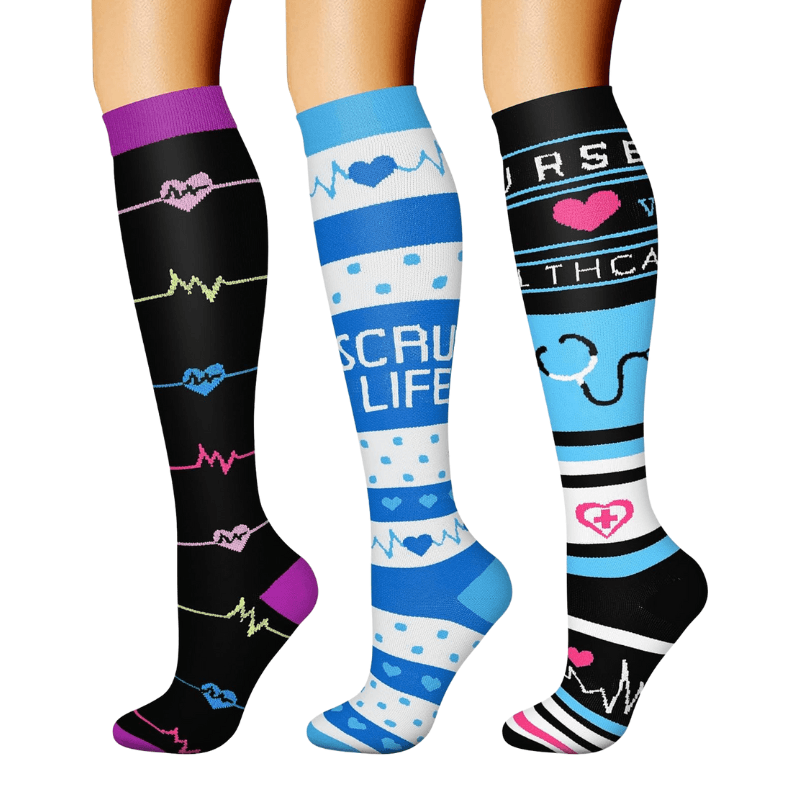 Pack Of 3 Minimalistic Style Athletic High Compression Socks-Plantar Socks