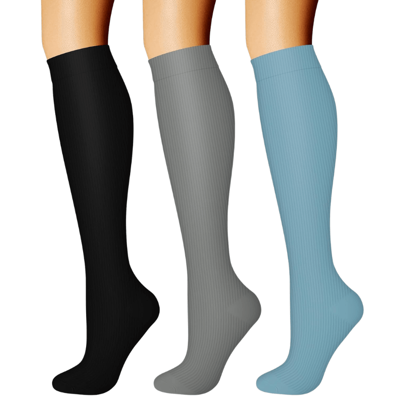 Pack Of 3 Minimalistic Style Athletic High Compression Socks-Plantar SocksPack Of 3 Minimalistic Style Athletic High Compression Socks - Image 4