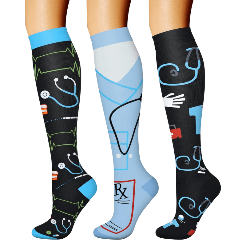 Pack Of 3 Minimalistic Style Athletic High Compression Socks-Plantar Socks