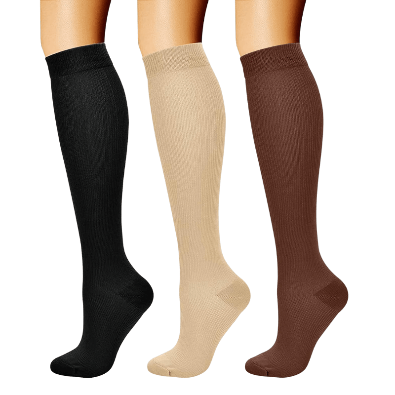 Pack Of 3 Solid Design Athletic High Compression Socks-Plantar SocksPack Of 3 Solid Design Athletic High Compression Socks - Image 10