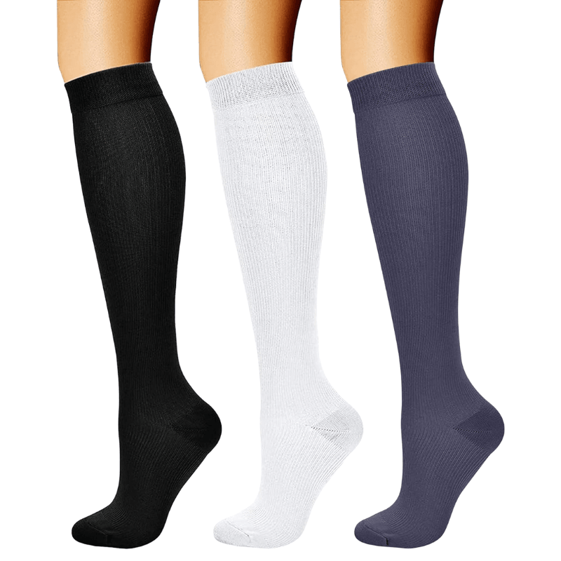 Pack Of 3 Solid Design Athletic High Compression Socks-Plantar SocksPack Of 3 Solid Design Athletic High Compression Socks - Image 11