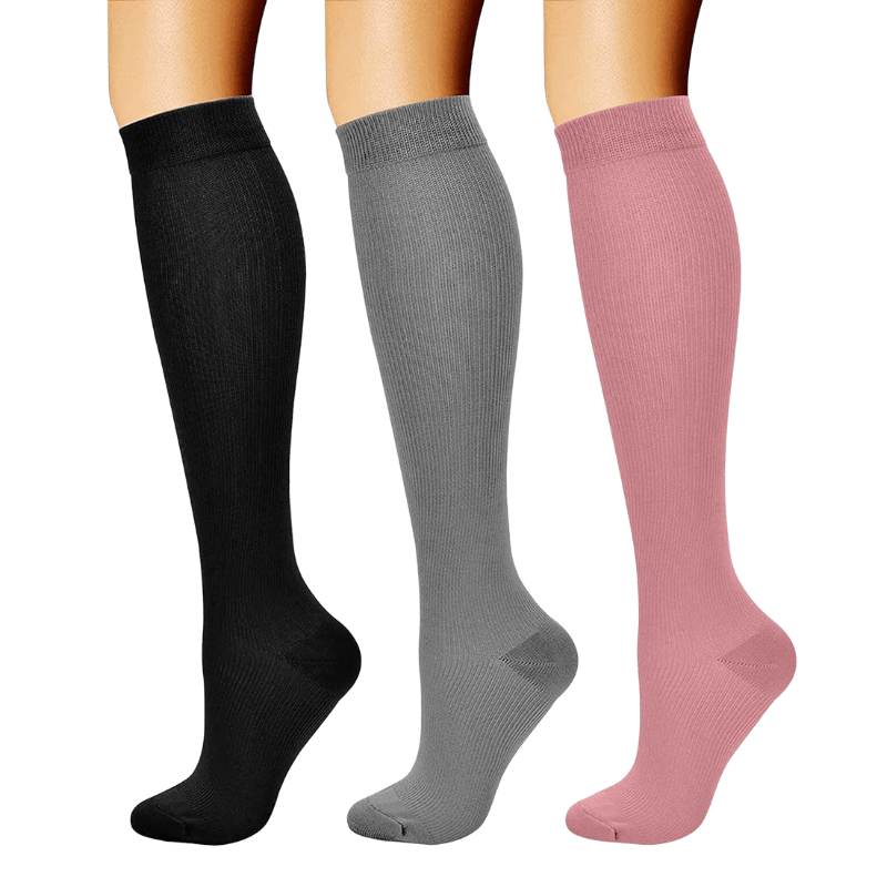 Pack Of 3 Solid Design Athletic High Compression Socks-Plantar SocksPack Of 3 Solid Design Athletic High Compression Socks - Image 13