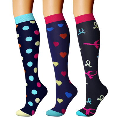 Pack Of 3 Solid Design Athletic High Compression Socks-Plantar Socks