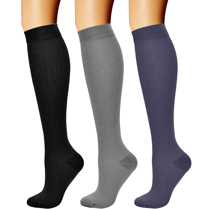 Pack Of 3 Solid Design Athletic High Compression Socks-Plantar SocksPack Of 3 Solid Design Athletic High Compression Socks - Image 9