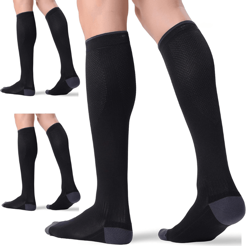 Pack Of 3 Solid Pattern Compression Socks-Plantar Socks