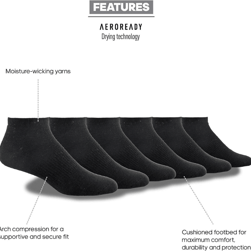 Pack Of 6 Solid Pattern Athletic Compression Socks-Plantar Socks