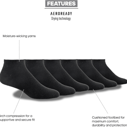 Pack Of 6 Solid Pattern Athletic Compression Socks-Plantar Socks