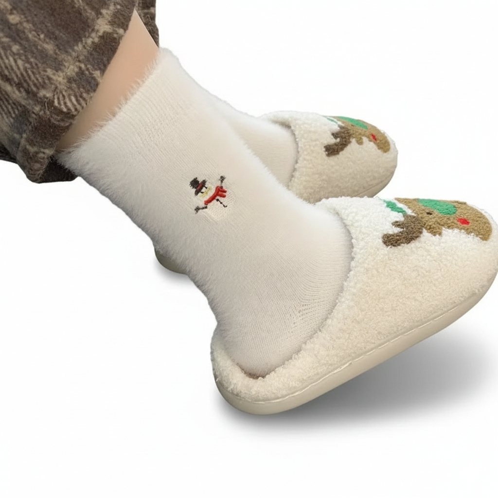 Pair Of 5 Christmas Embroidered Festive Socks