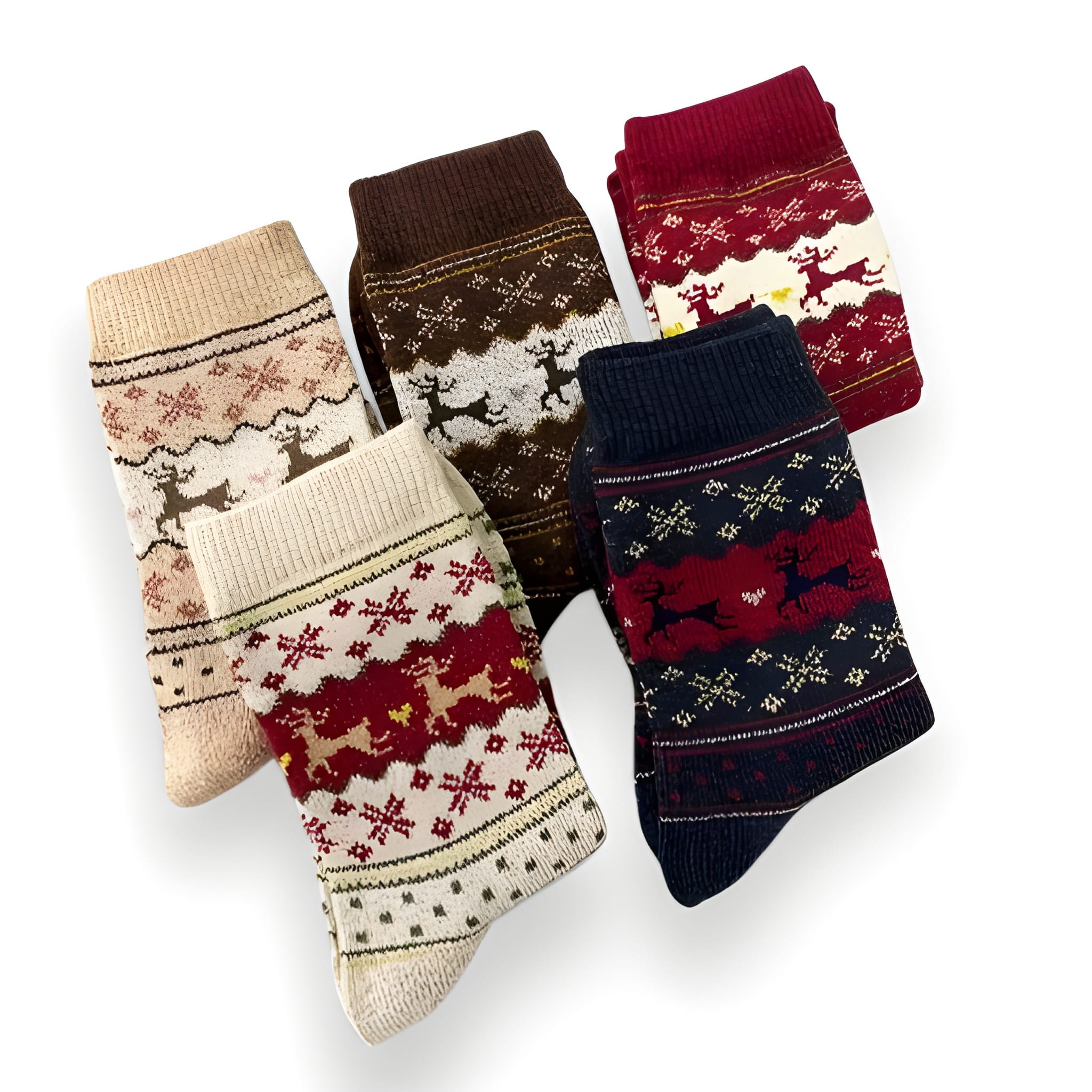 Pair Of 5 Cozy Thick Socks For Women5 Pairs Of Cozy Christmas Socks For Women - Image 3