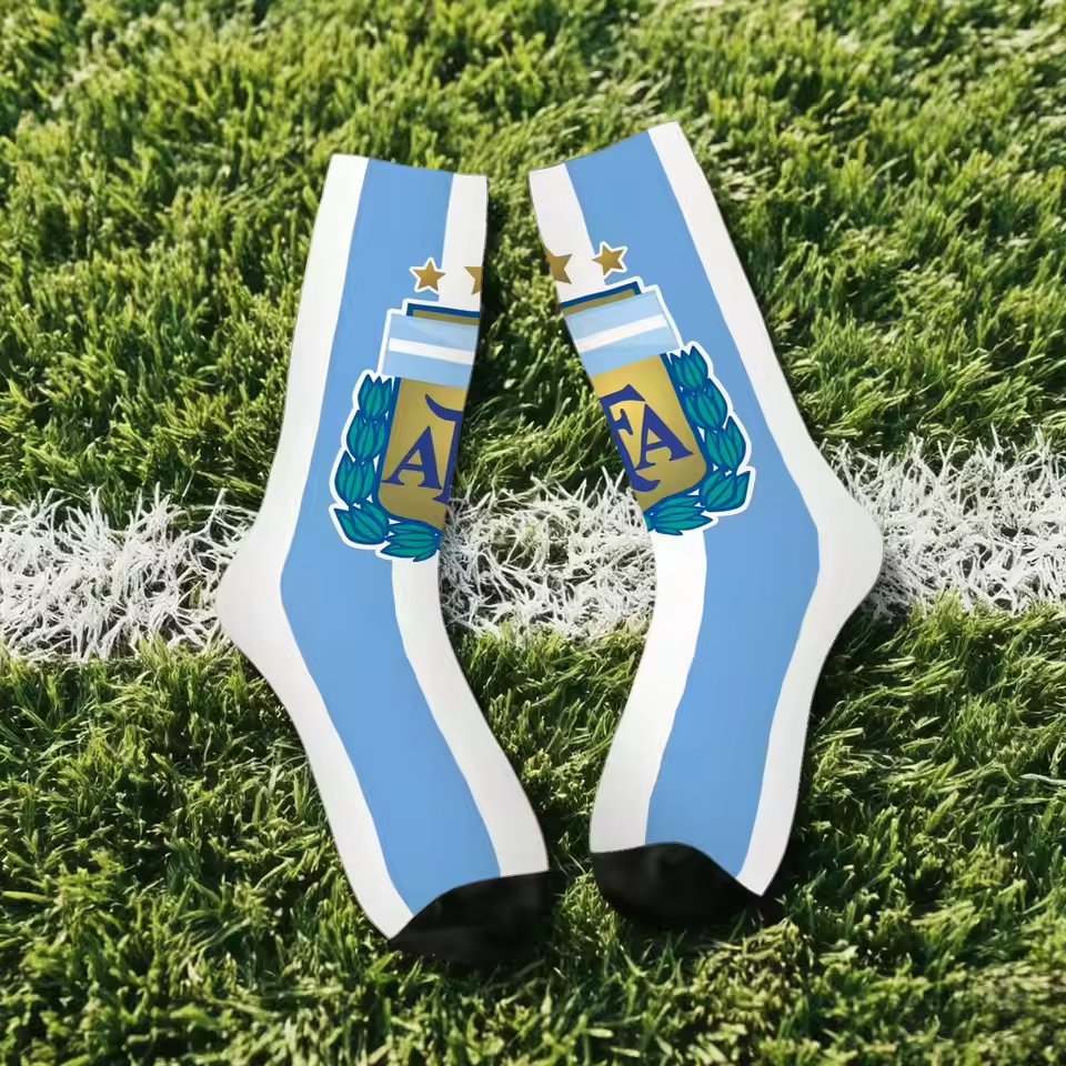 Unisex Argentina Football Fan Seamless Printed Crew Socks