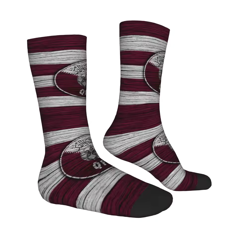 Unisex Qatar Football Fan Seamless Printed Crew Sock