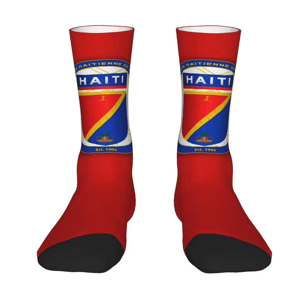 Unisex Haiti Football Fan Seamless Printed Crew Sock