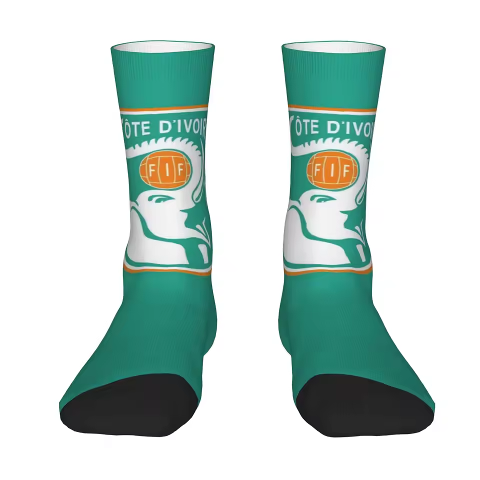 Unisex Côte d'Ivoire Football Fan Seamless Printed Crew Sock