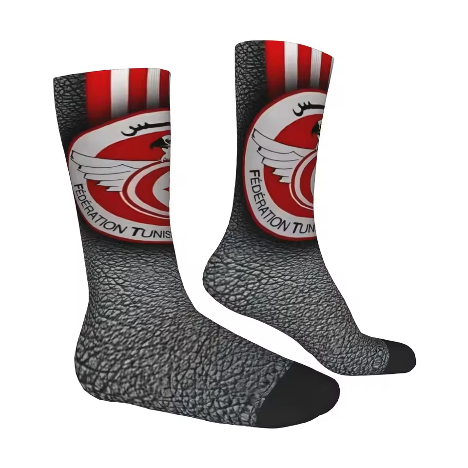Unisex Tunisia Football Fan Seamless Printed Crew Socks