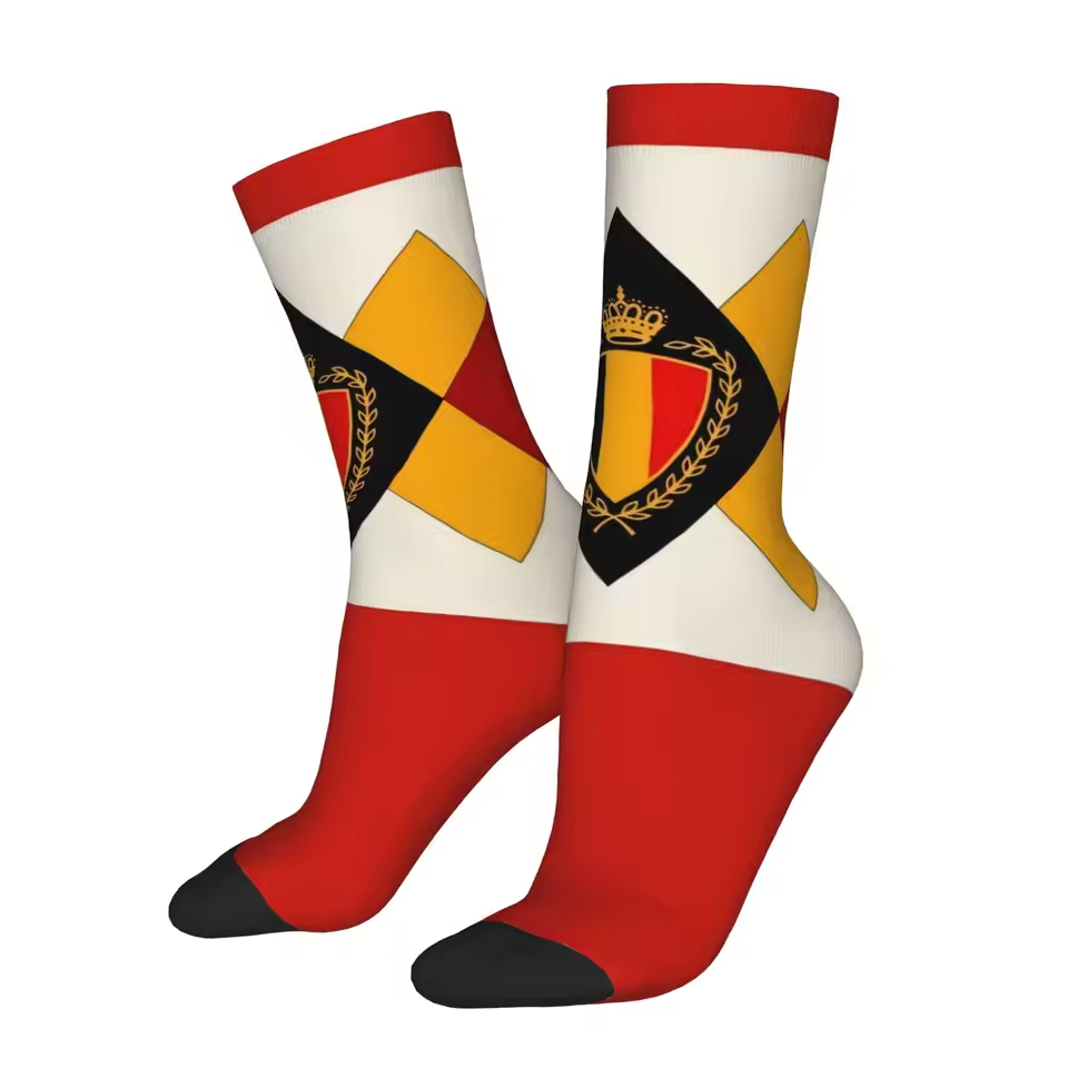 Unisex Belgium Football Fan Seamless Printed Crew Socks
