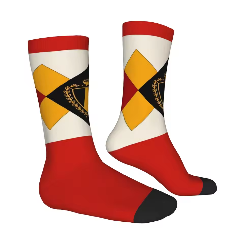 Unisex Belgium Football Fan Seamless Printed Crew Socks