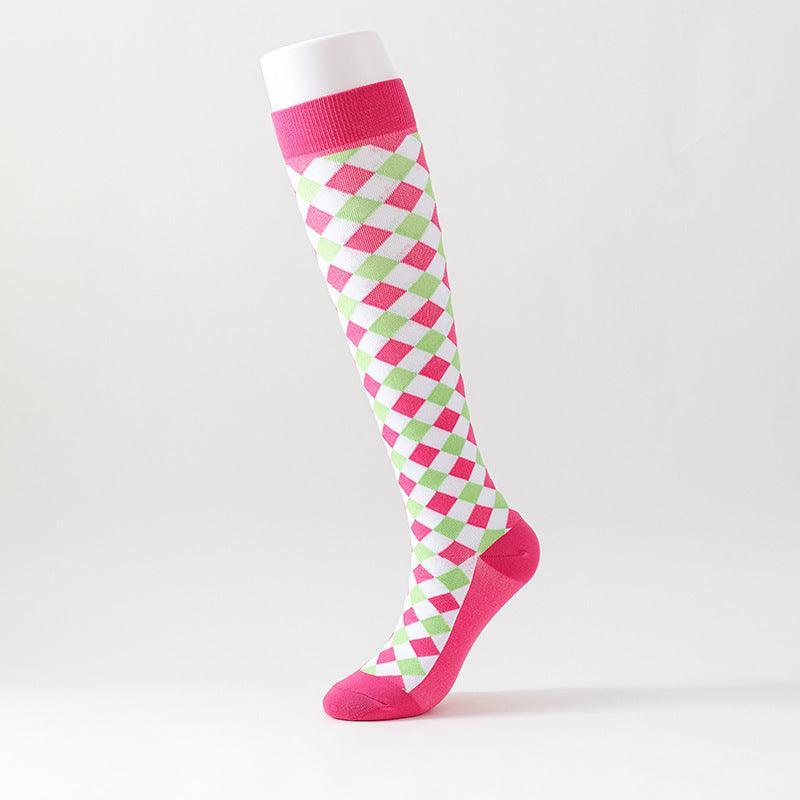 Knee-length Plaid Stockings Preppy Over-The-Knee Socks - 6 Pairs-Plantar Socks